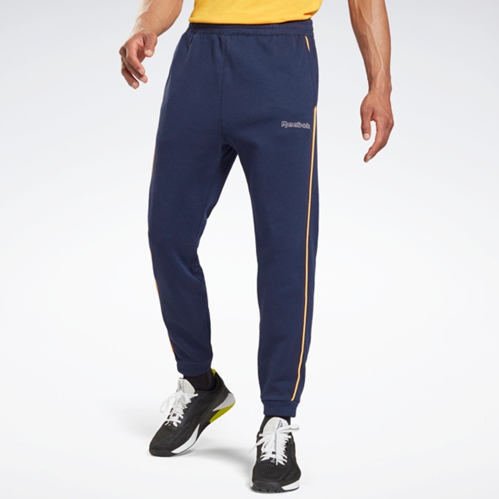 NWT -  Reebok Te Piping Jogger Pants, Vector Navy/Yellow - Size XL